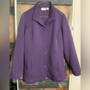 Chicos Snap Front Quilted Deep Purple Textured Blazer size 1